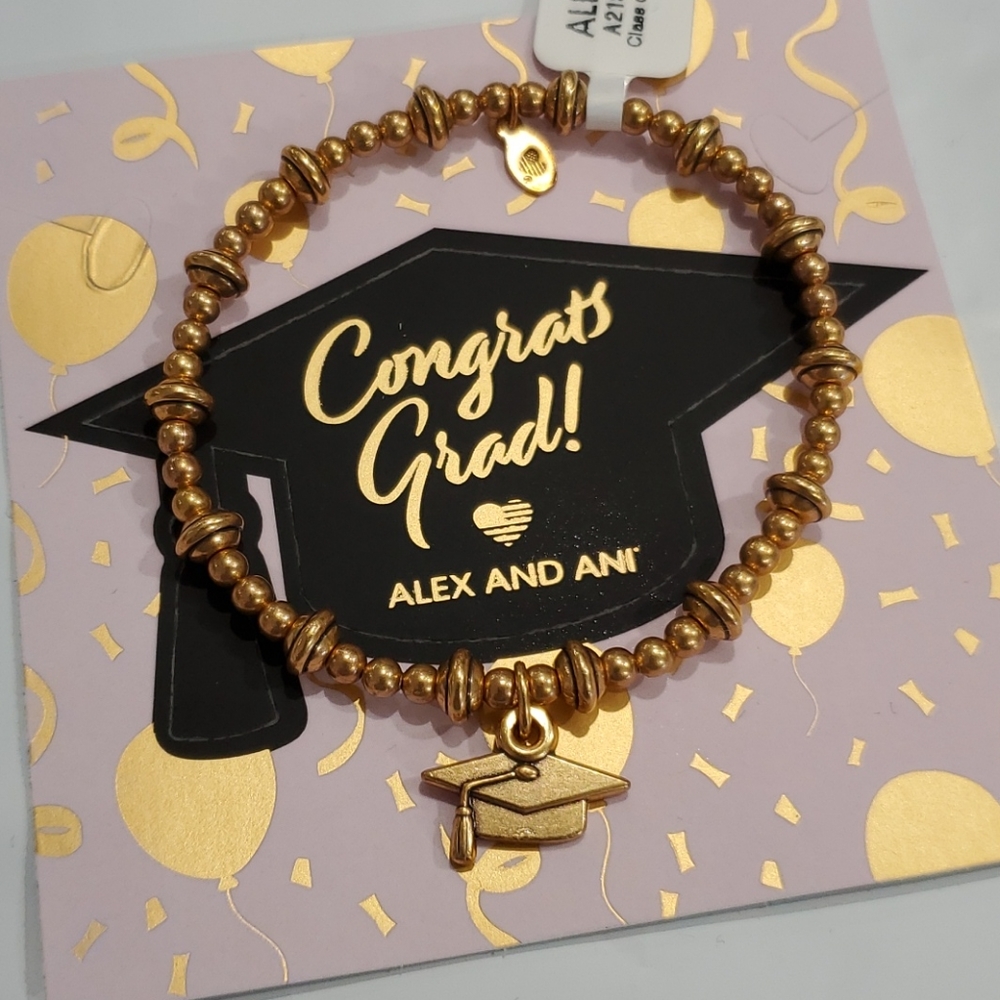 Alex and Ani Graduation Cap🎓 2021 Gold Stretch Br